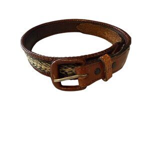 Vintage MNR Western Leather Belt With Braided Accent Size 30 Mexico